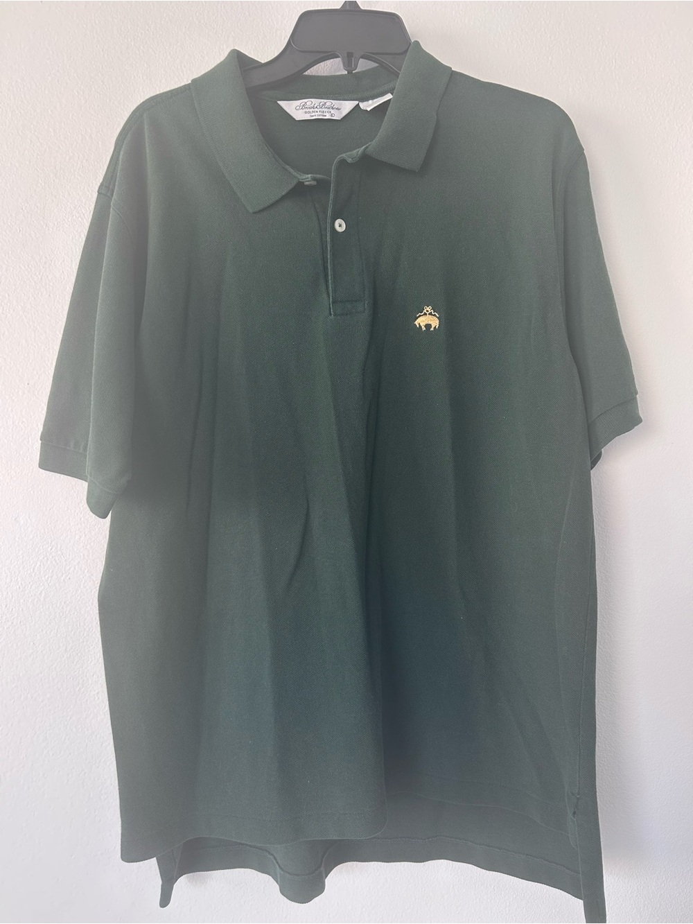 Brooks Brothers Golden Fleece Dark Green Polo Shirt with Gold Crest Size L